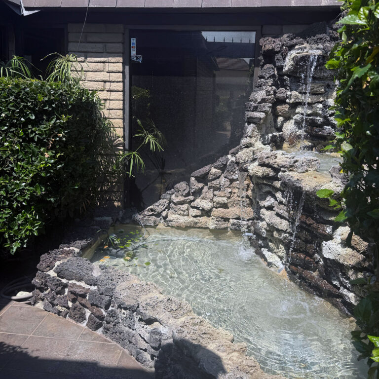 Water fountain at the entrance of Temple City Dental Care.