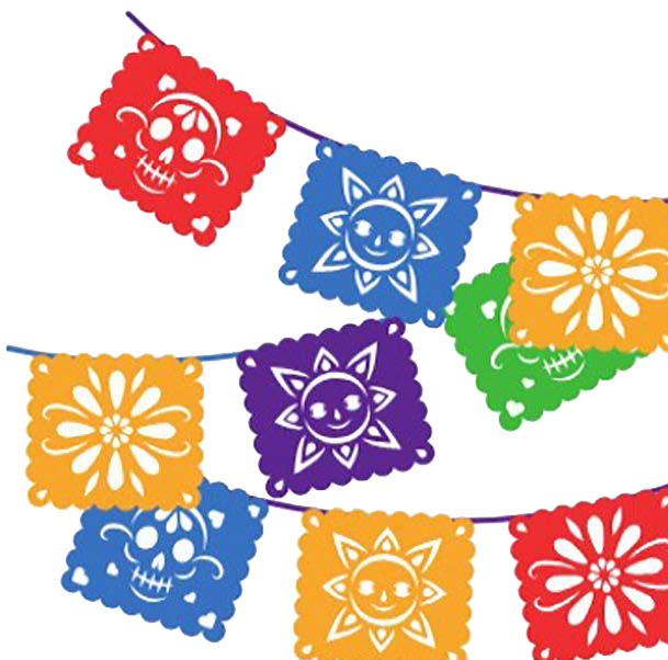 Mexican festive colored flags on a string. 