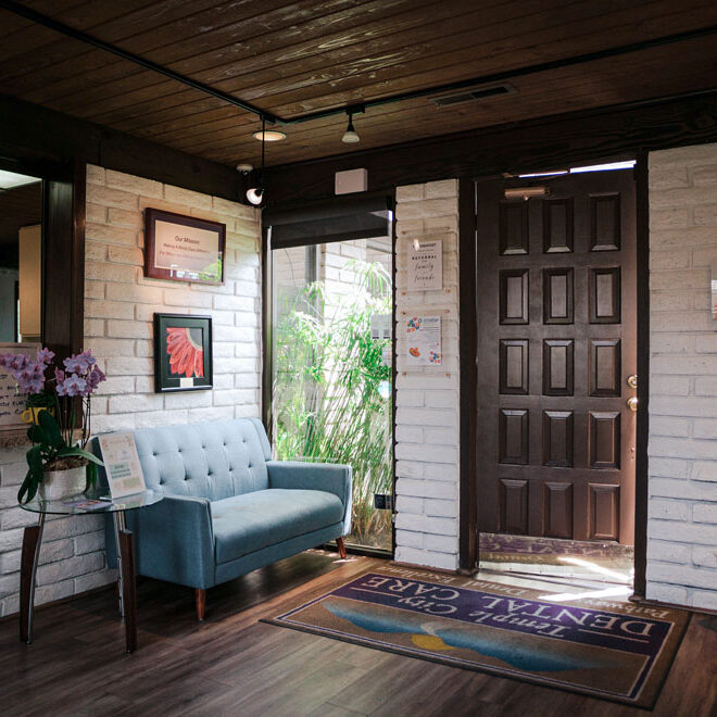 Front entrance in lobby of Temple City Dental.