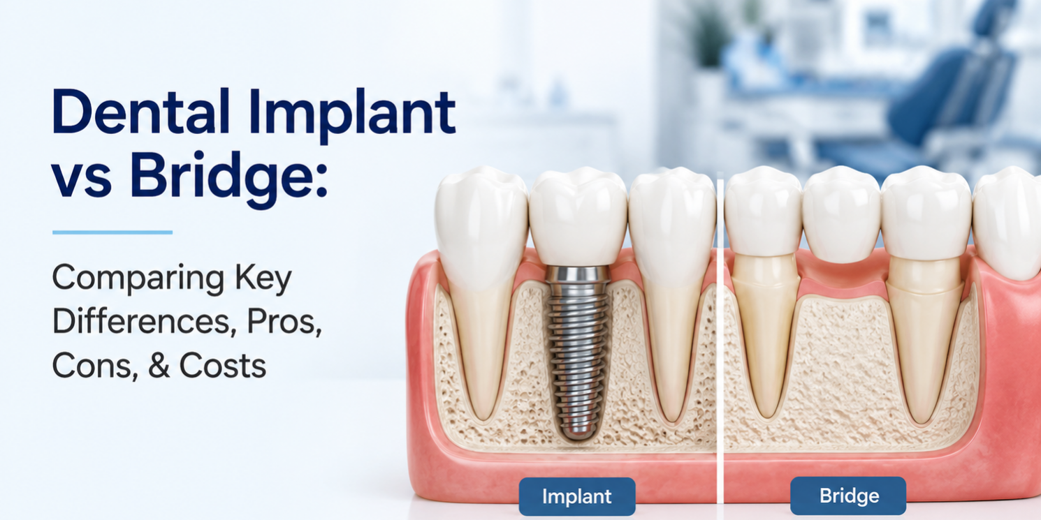 dental-implant-vs-bridge Dental implant vs dental bridge featured image