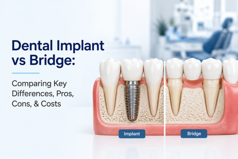dental-implant-vs-bridge Dental implant vs dental bridge featured image